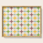 Mid Century Modern Star Pattern 214 Brown Yellow Turquoise Chartreuse Serving Tray Gallery Image 1