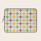 Mid Century Modern Star Pattern 214 Brown Yellow Turquoise Chartreuse Laptop Sleeve Gallery Image 1
