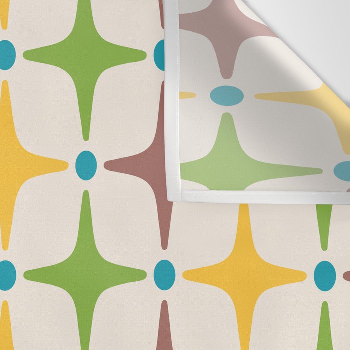 Mid Century Modern Star Pattern 214 Brown Yellow Turquoise Chartreuse Wall Tapestry Gallery Image 3