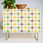 Mid Century Modern Star Pattern 214 Brown Yellow Turquoise Chartreuse Credenza Gallery Image 1