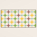 Mid Century Modern Star Pattern 214 Brown Yellow Turquoise Chartreuse Desk Mat Gallery Image 3