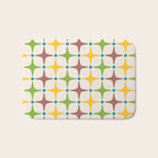 Mid Century Modern Star Pattern 214 Brown Yellow Turquoise Chartreuse Bath Mat Gallery Image 1