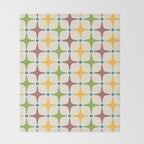 Mid Century Modern Star Pattern 214 Brown Yellow Turquoise Chartreuse Throw Blanket Gallery Image 2