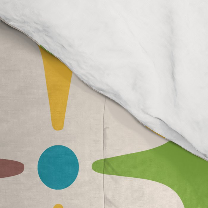 Mid Century Modern Star Pattern 214 Brown Yellow Turquoise Chartreuse Comforter Gallery Image 4