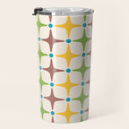 Mid Century Modern Star Pattern 214 Brown Yellow Turquoise Chartreuse Travel Mug Gallery Image 3