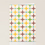 Mid Century Modern Star Pattern 214 Brown Yellow Turquoise Chartreuse Stationery Card Gallery Image 2