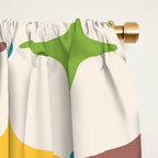Mid Century Modern Star Pattern 214 Brown Yellow Turquoise Chartreuse Window Curtain Gallery Image 2