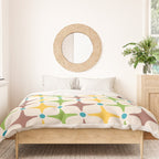 Mid Century Modern Star Pattern 214 Brown Yellow Turquoise Chartreuse Duvet Cover Gallery Image 3