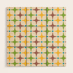 Mid Century Modern Star Pattern 214 Brown Yellow Turquoise Chartreuse Wood Wall Art Gallery Image 1
