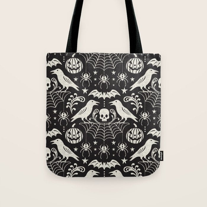 All Hallows' Eve - Black Ivory Halloween Tote Bag Gallery Image 1