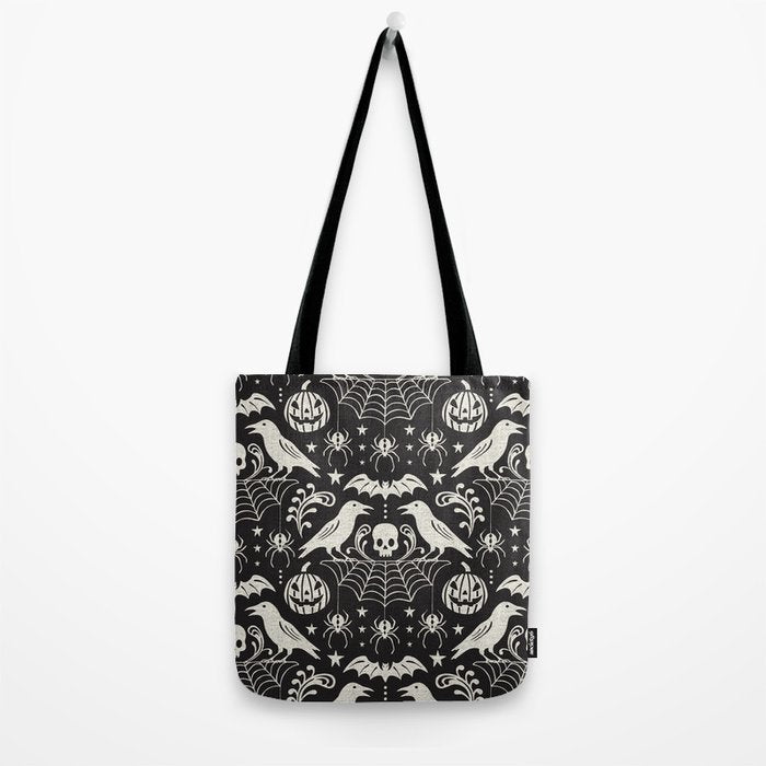 All Hallows' Eve - Black Ivory Halloween Tote Bag Gallery Image 2