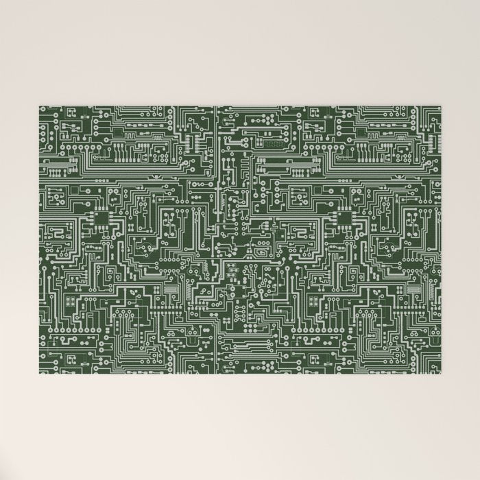 Circuit Board // Green & Silver Welcome Mat Gallery Image 1