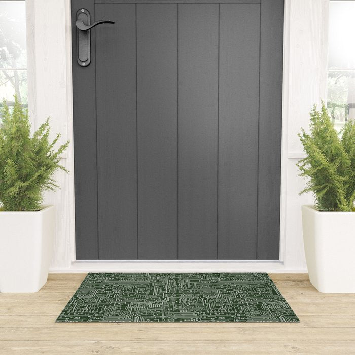 Circuit Board // Green & Silver Welcome Mat Gallery Image 3