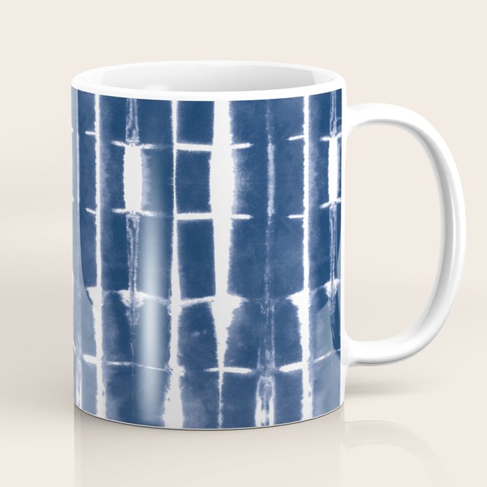 Shibori Stripes 3 Indigo Blue Coffee Mug Gallery Image 1