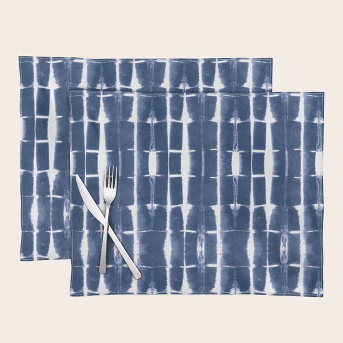 Shibori Stripes 3 Indigo Blue Placemat Gallery Image 1