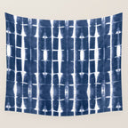 Shibori Stripes 3 Indigo Blue Wall Tapestry Gallery Image 4