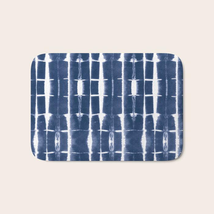 Shibori Stripes 3 Indigo Blue Bath Mat Gallery Image 1