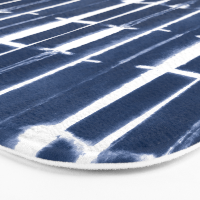 Shibori Stripes 3 Indigo Blue Bath Mat Gallery Image 3