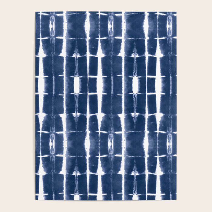 Shibori Stripes 3 Indigo Blue Poster Gallery Image 1
