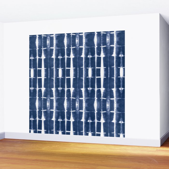 Shibori Stripes 3 Indigo Blue Wall Mural Gallery Image 2