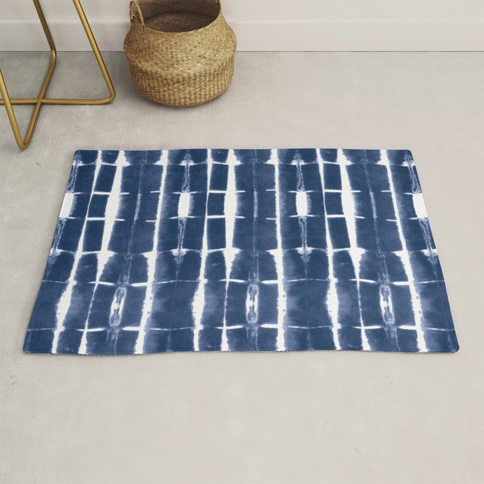 Shibori Stripes 3 Indigo Blue Rug Gallery Image 1