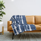 Shibori Stripes 3 Indigo Blue Throw Blanket Gallery Image 1