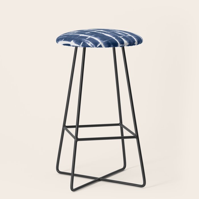 Shibori Stripes 3 Indigo Blue Stool Gallery Image 1