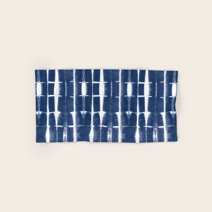 Shibori Stripes 3 Indigo Blue Bath Towel Gallery Image 1