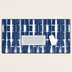 Shibori Stripes 3 Indigo Blue Desk Mat Gallery Image 1