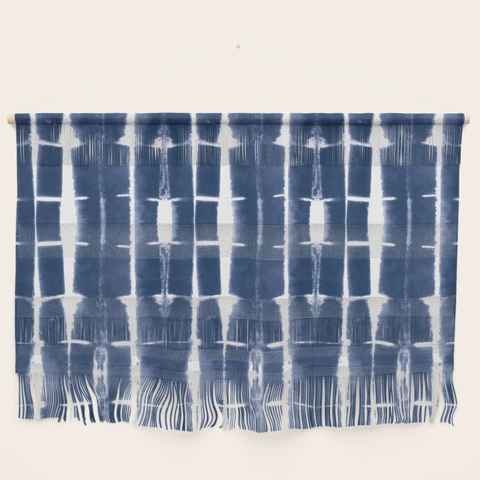 Shibori Stripes 3 Indigo Blue Wall Hanging Gallery Image 1