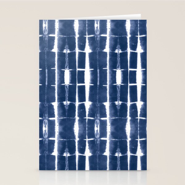 Shibori Stripes 3 Indigo Blue Stationery Card Gallery Image 2