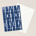 Shibori Stripes 3 Indigo Blue Stationery Card Gallery Image 2