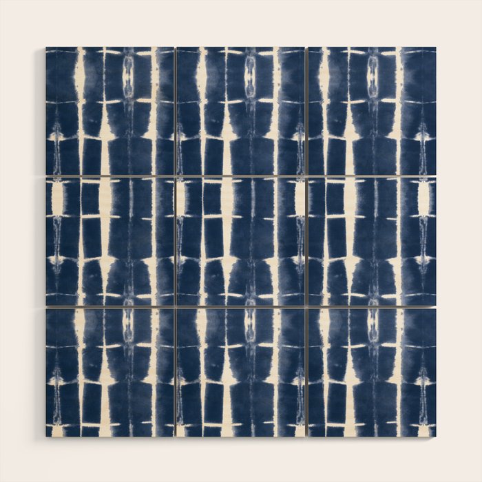 Shibori Stripes 3 Indigo Blue Wood Wall Art Gallery Image 1