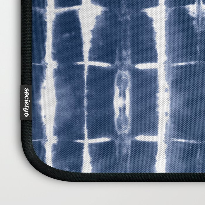 Shibori Stripes 3 Indigo Blue Laptop Sleeve Gallery Image 3