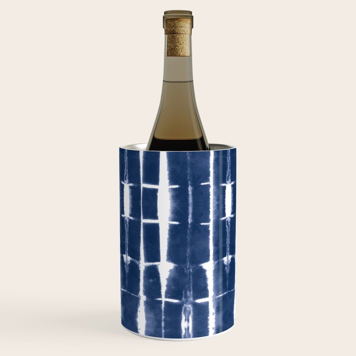 Shibori Stripes 3 Indigo Blue Wine Chiller Gallery Image 1