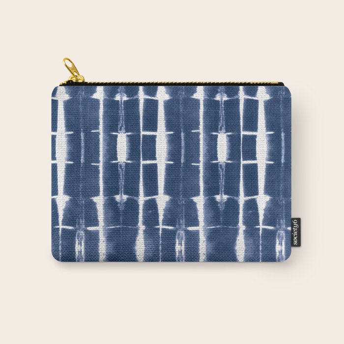Shibori Stripes 3 Indigo Blue Carry All Pouch Gallery Image 1