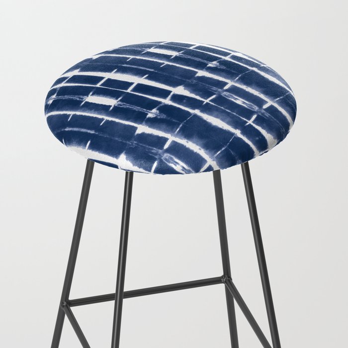 Shibori Stripes 3 Indigo Blue Stool Gallery Image 2
