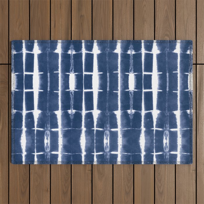 Shibori Stripes 3 Indigo Blue Outdoor Rug Gallery Image 1