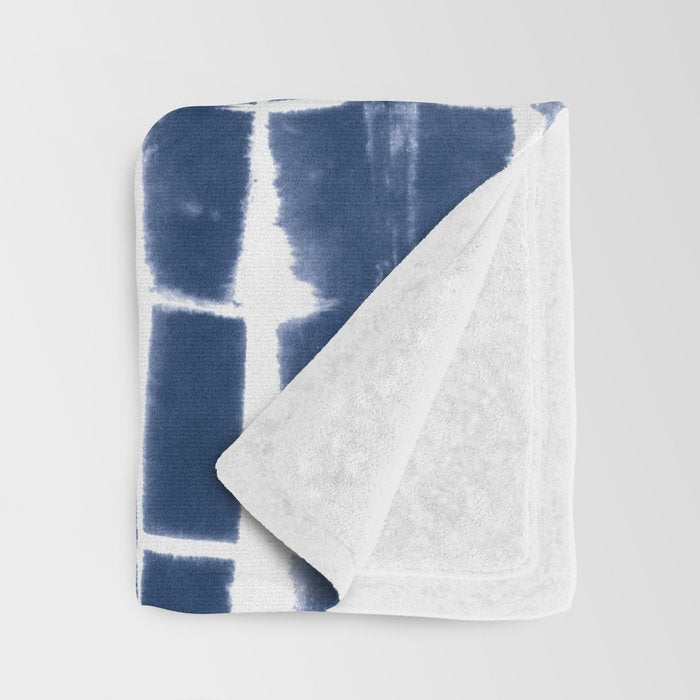 Shibori Stripes 3 Indigo Blue Throw Blanket Gallery Image 3