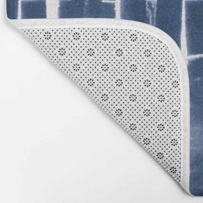 Shibori Stripes 3 Indigo Blue Bath Mat Gallery Image 2