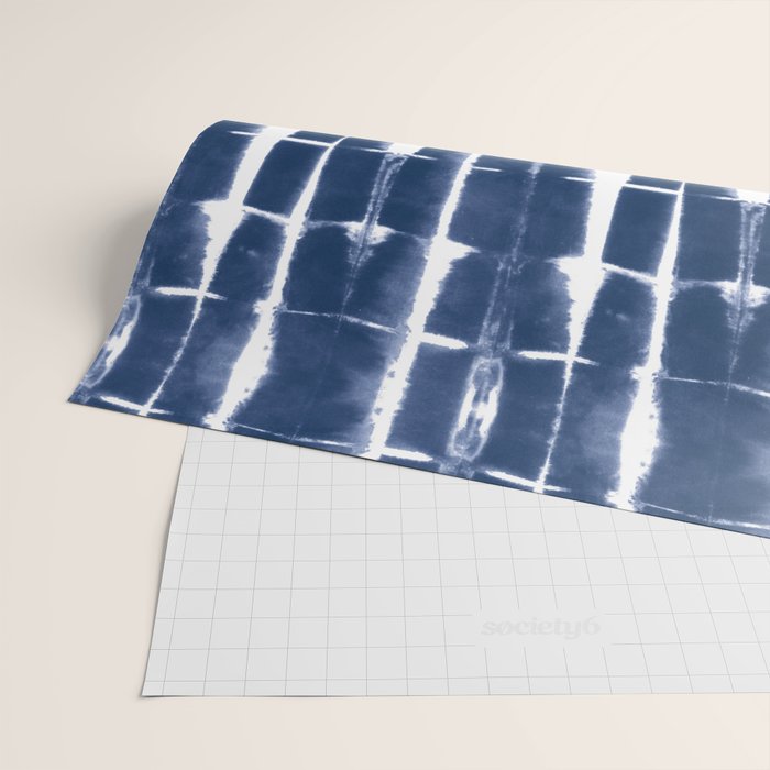 Shibori Stripes 3 Indigo Blue Wrapping Paper Gallery Image 2