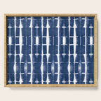 Shibori Stripes 3 Indigo Blue Serving Tray Gallery Image 1