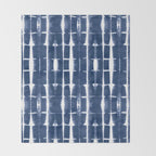Shibori Stripes 3 Indigo Blue Throw Blanket Gallery Image 2