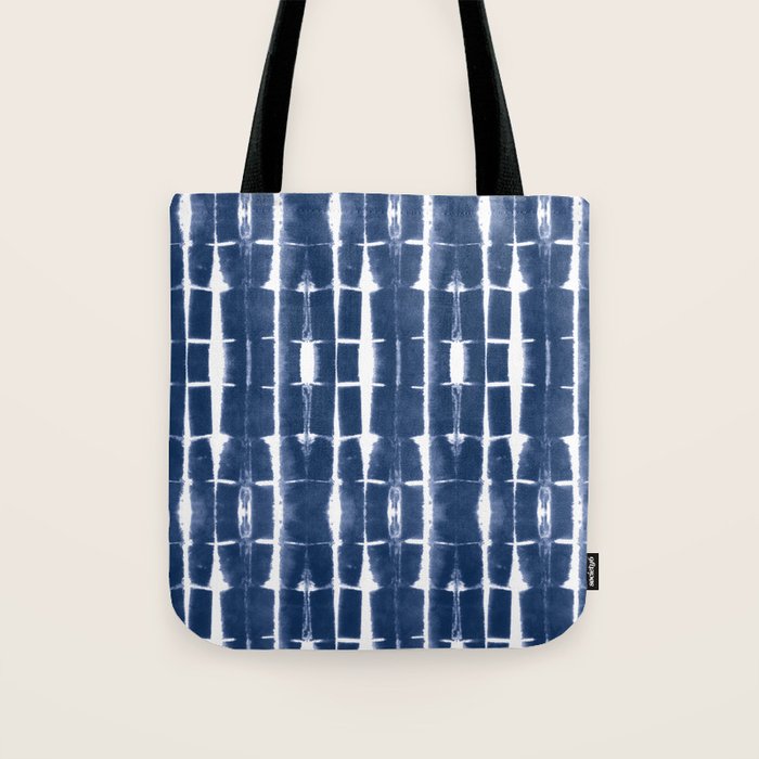 Shibori Stripes 3 Indigo Blue Tote Bag Gallery Image 1