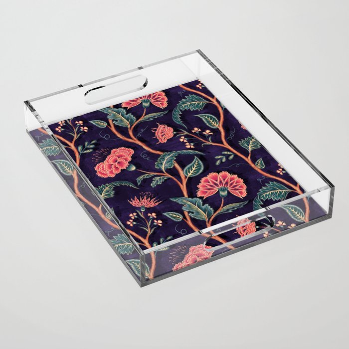 Indienne Vine - Deep Coral  Acrylic Tray Gallery Image 1