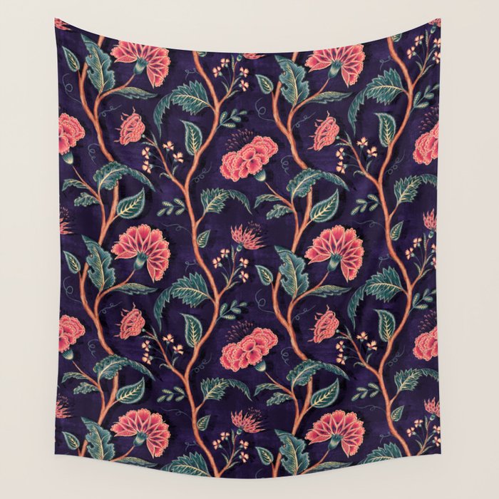 Indienne Vine - Deep Coral  Wall Tapestry Gallery Image 4