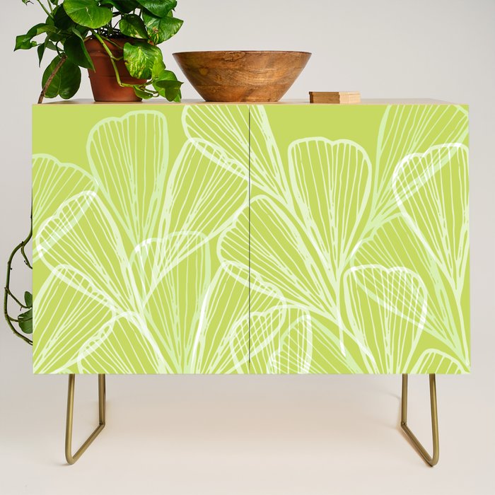 Minimal Modern Green Tropical Abstract Credenza Gallery Image 1