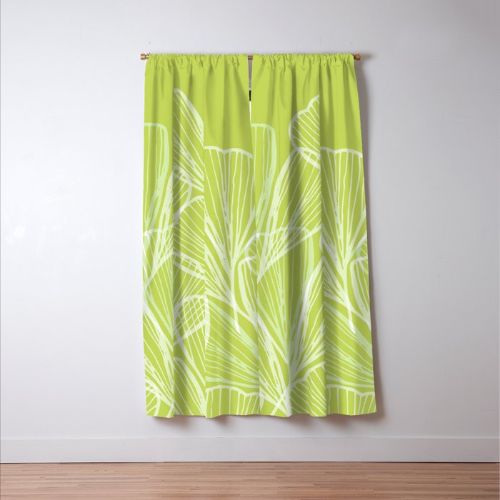 Minimal Modern Green Tropical Abstract Window Curtain Gallery Image 3