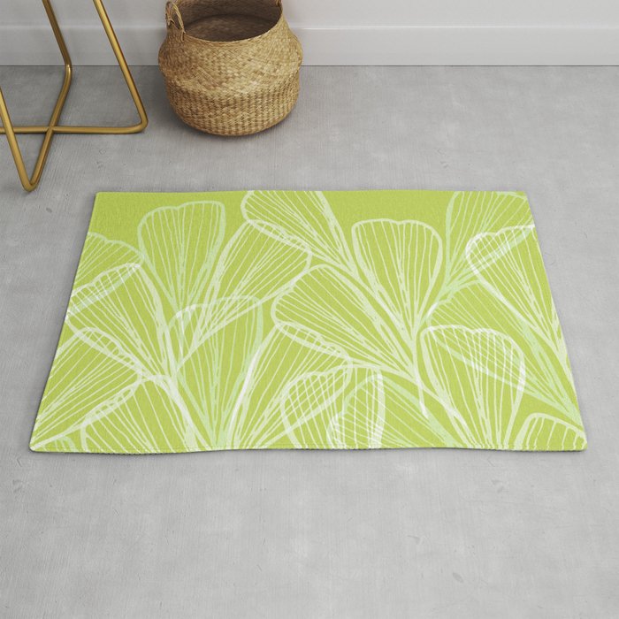 Minimal Modern Green Tropical Abstract Rug Gallery Image 1