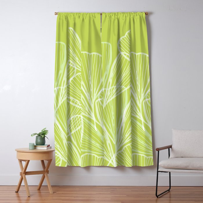 Minimal Modern Green Tropical Abstract Window Curtain Gallery Image 5